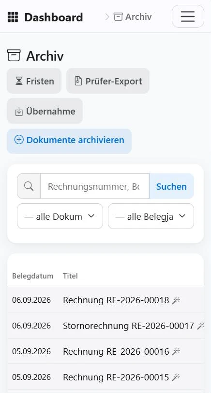 Archiv auf dem Handy