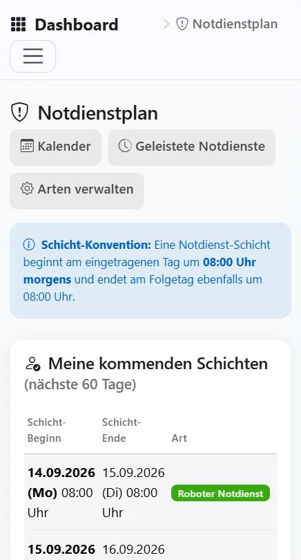 Notdienstplan auf dem Handy