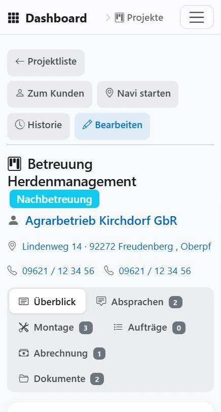 Projekt auf dem Handy